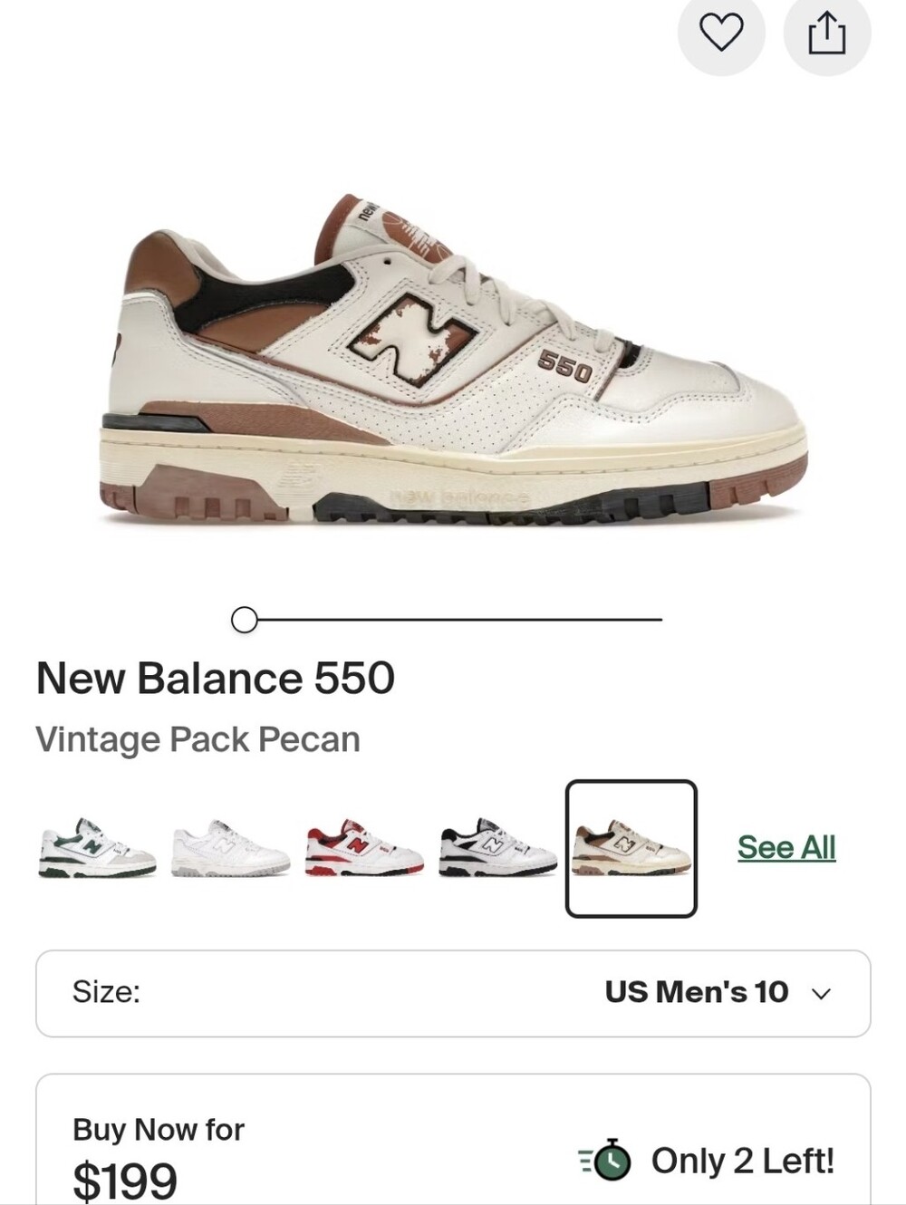 New Balance 550 Men's Sneakers in Pecan and Cream Mens 8.5